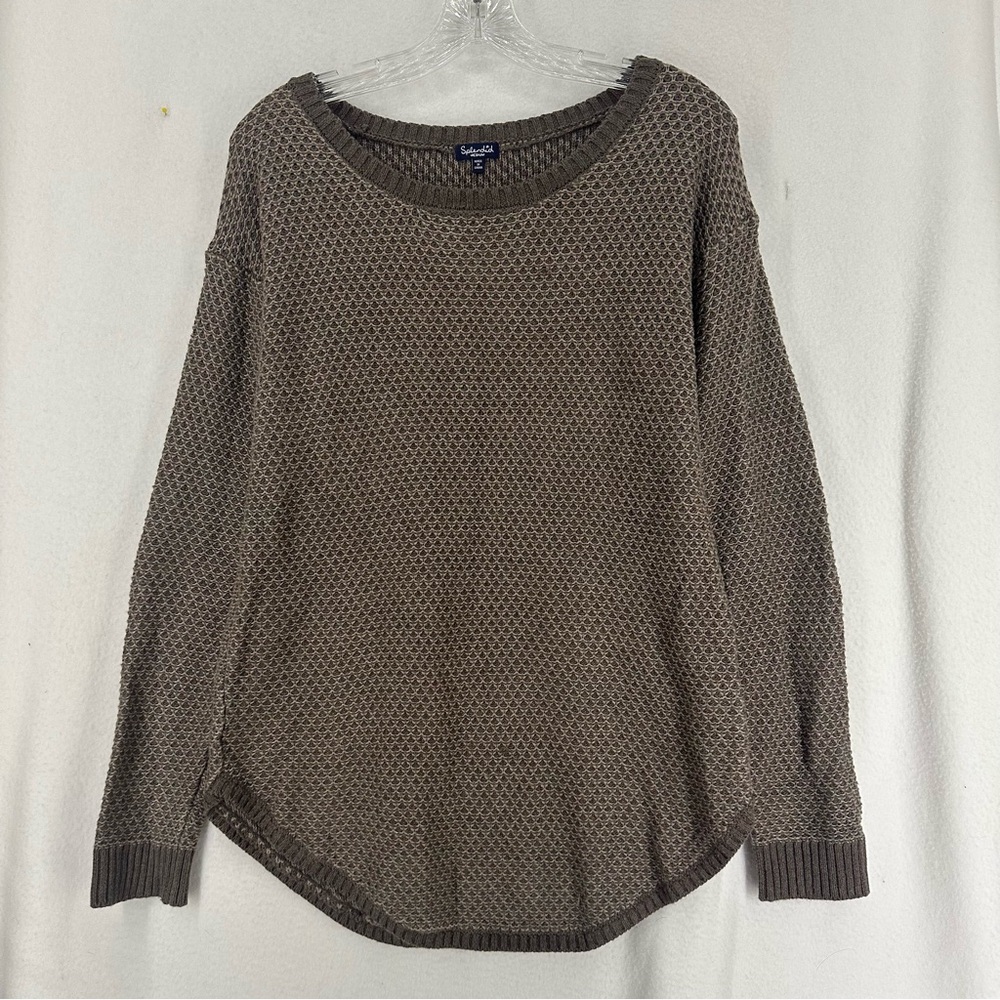 Splendid Textured Knit Pullover Sweater Womens Medium Brown